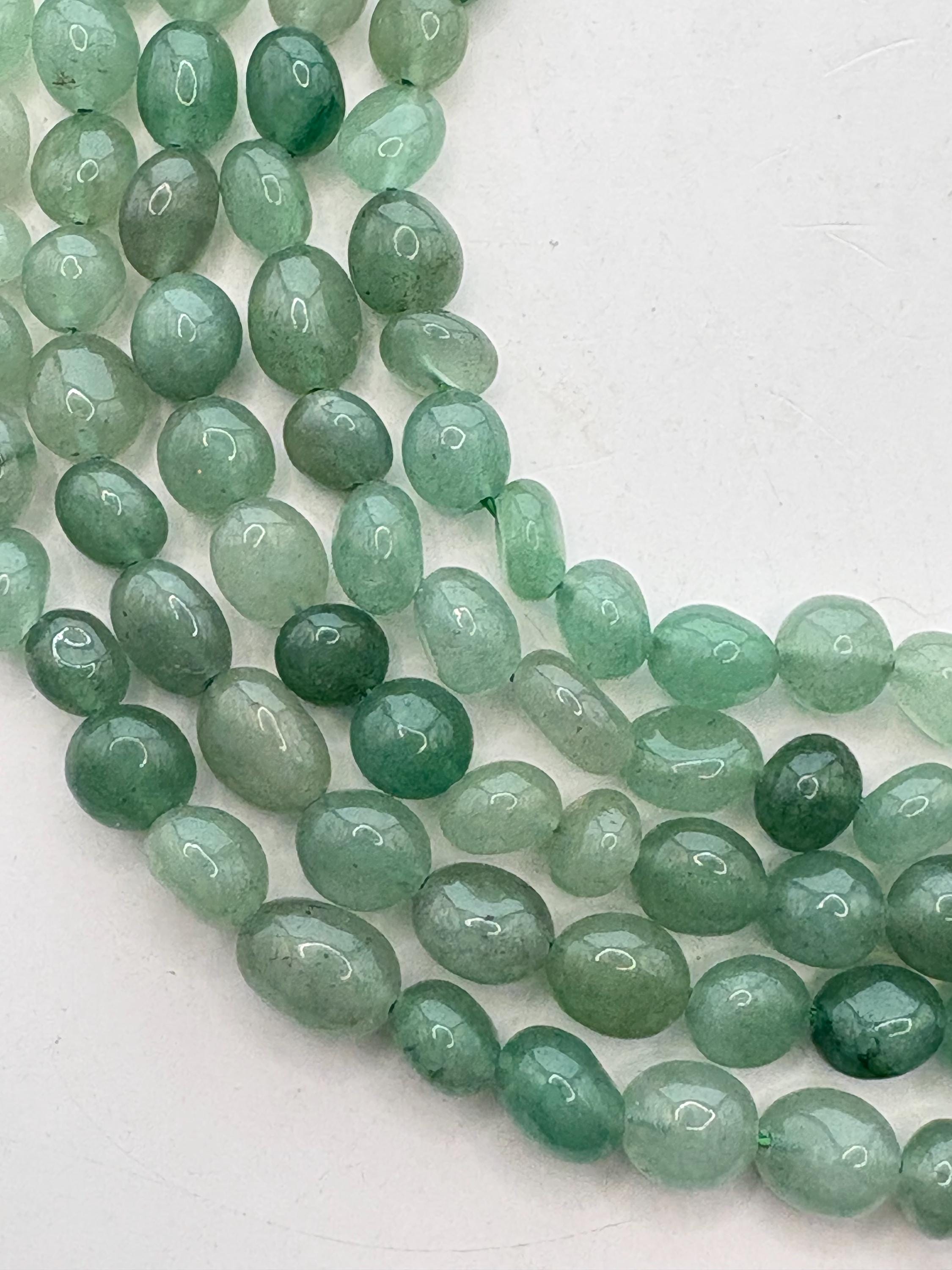 Green Aventurine Gemstone Nugget Beads. 15” Strand Of 6-9mm Green Nuggets, Approx. 50 Per Strand.