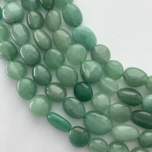 Green Aventurine gemstone nugget beads. 15” strand of 8-10mm green nuggets, approx. 40 per strand.