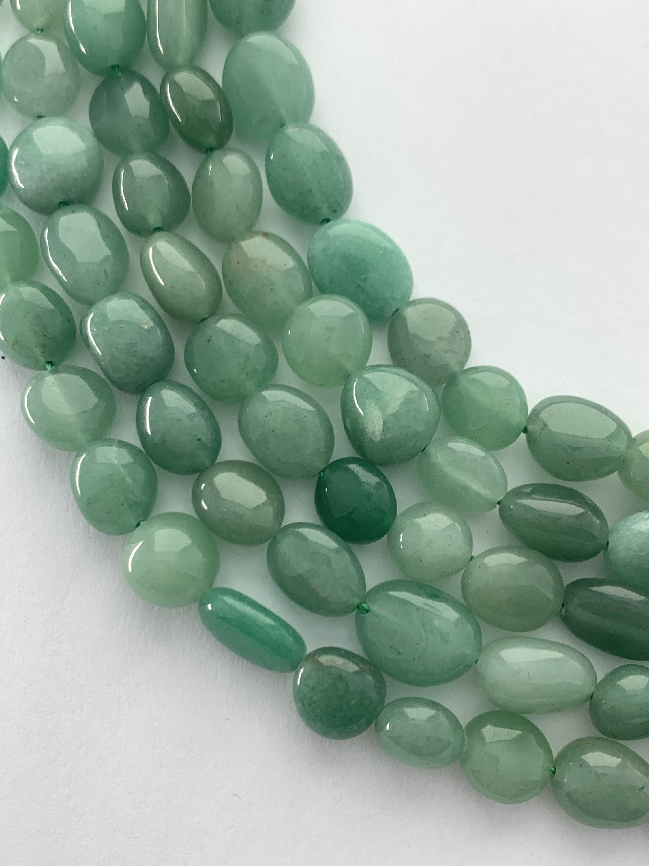 Green Aventurine Gemstone Nugget Beads. 15” Strand Of 8-10mm Green Nuggets, Approx. 40 Per Strand.