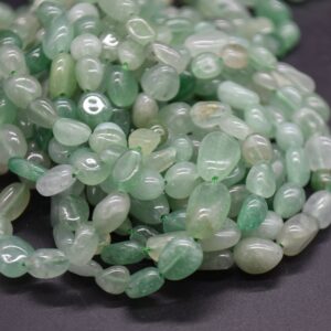 Green Aventurine Gemstone Tumblestone Nugget Pebble Beads - 5mm - 8mm - 15" Strand