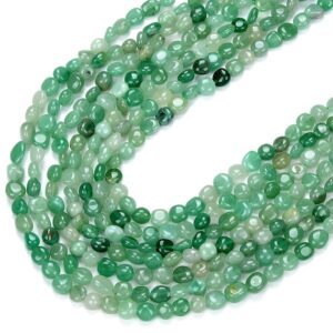 Natural Green Aventurine Gemstone 8-10mm Pebble Nugget Loose Beadsbulk Lot 1,2,6,12 And 50 (d468)