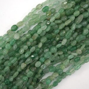Natural Green Aventurine Pebble Nugget Beads 15.5" Strand 5-6mm 6-8mm