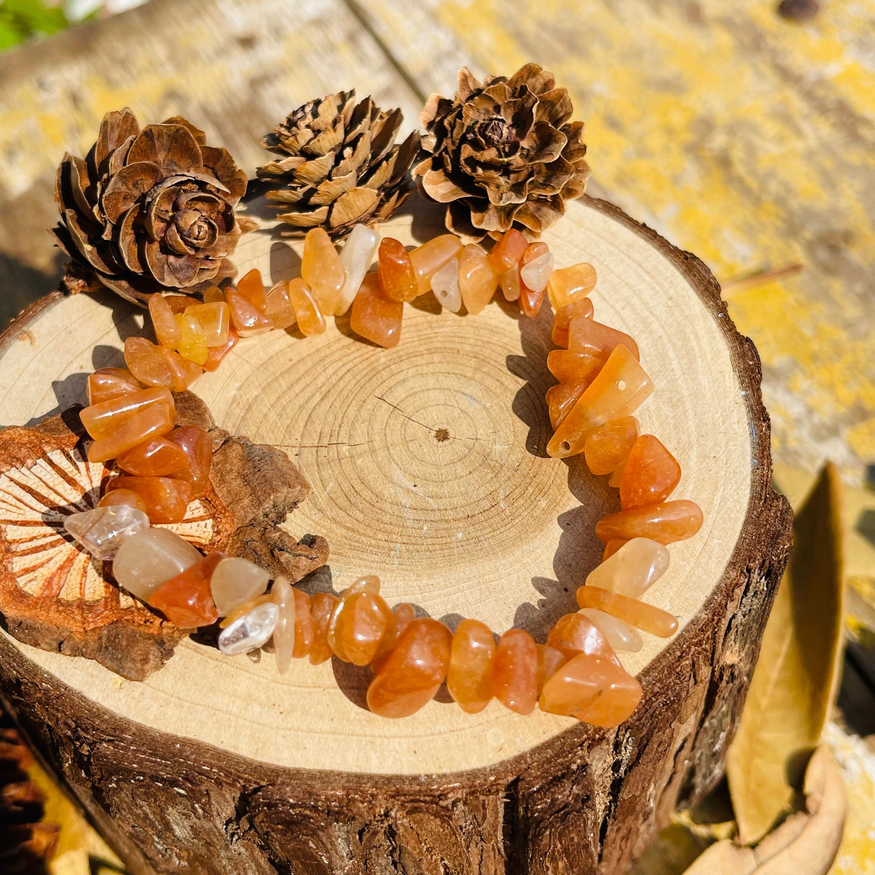 Natural Orange Aventurine Chip Bracelet,healing Braclet,stretchy Chip Beads Bracelet,chip Stretchy String Bracelet.7.5 Inches Bracelet.