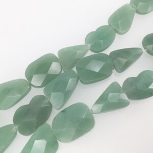 On sale! Green Aventurine faceted flat nugget beads 16x25 mm. Green freeform gemstone beads. DIY loose beads