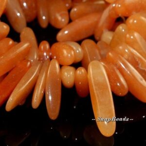 Orange Aventurine Gemstones Stick Pebble Chip 23x8mm Loose Beads 7.5 Inch Half Strand (90108514-106)