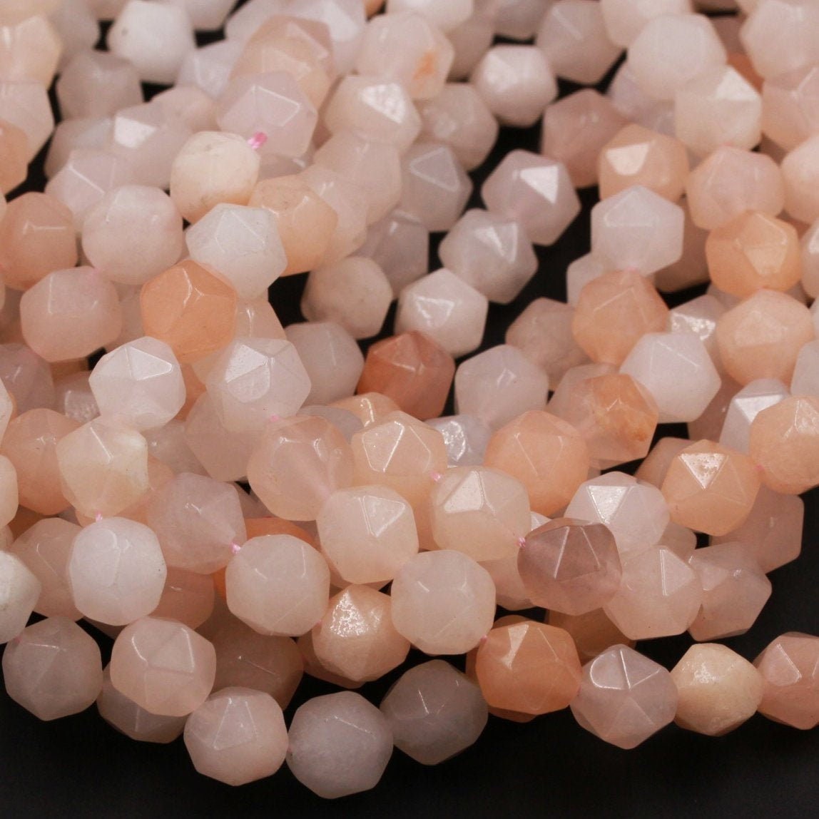 Peach Aventurine Geometric Cut Star Cut Beads Faceted Rounded 8mm Nugget 10mm 12mm Beads Icy Soft Pastel Pink Peach Gemstone 15.5" Strand Peach Aventurine Geometric Cut Star Cut Beads Faceted Rounded 8mm Nugget 10mm 12mm Beads Icy Soft Pastel Pink Peach Gemstone 15.5" Strand