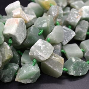 Raw Green Aventurine Gemstone Chunky Nugget Beads - 13mm - 15mm X 18mm - 22mm - 15" Strand