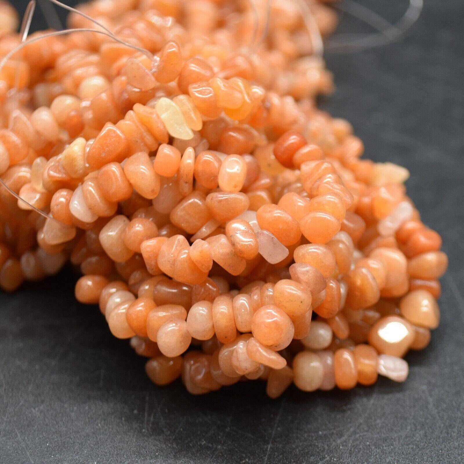 Red Aventurine Gemstone Chips Nuggets Beads - 5mm - 8mm, 32" Strand