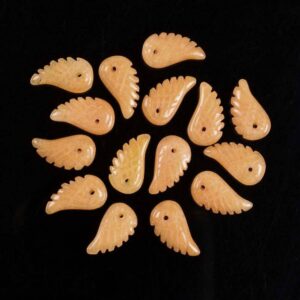 18mm Carved Orange Aventurine Angel Wing Earrings Loose Bead (both Sides Carved)