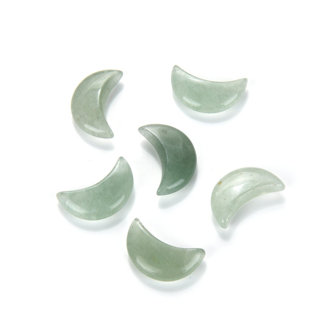 4pcs Natural Green Aventurine 18mm Hand Carved Moon Pendant Healing Gemstone Rock Drop For Diy Women Men Necklace Earrings Jewelry Making