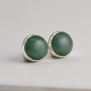 aventurine 8mm sterling silver stud earrings