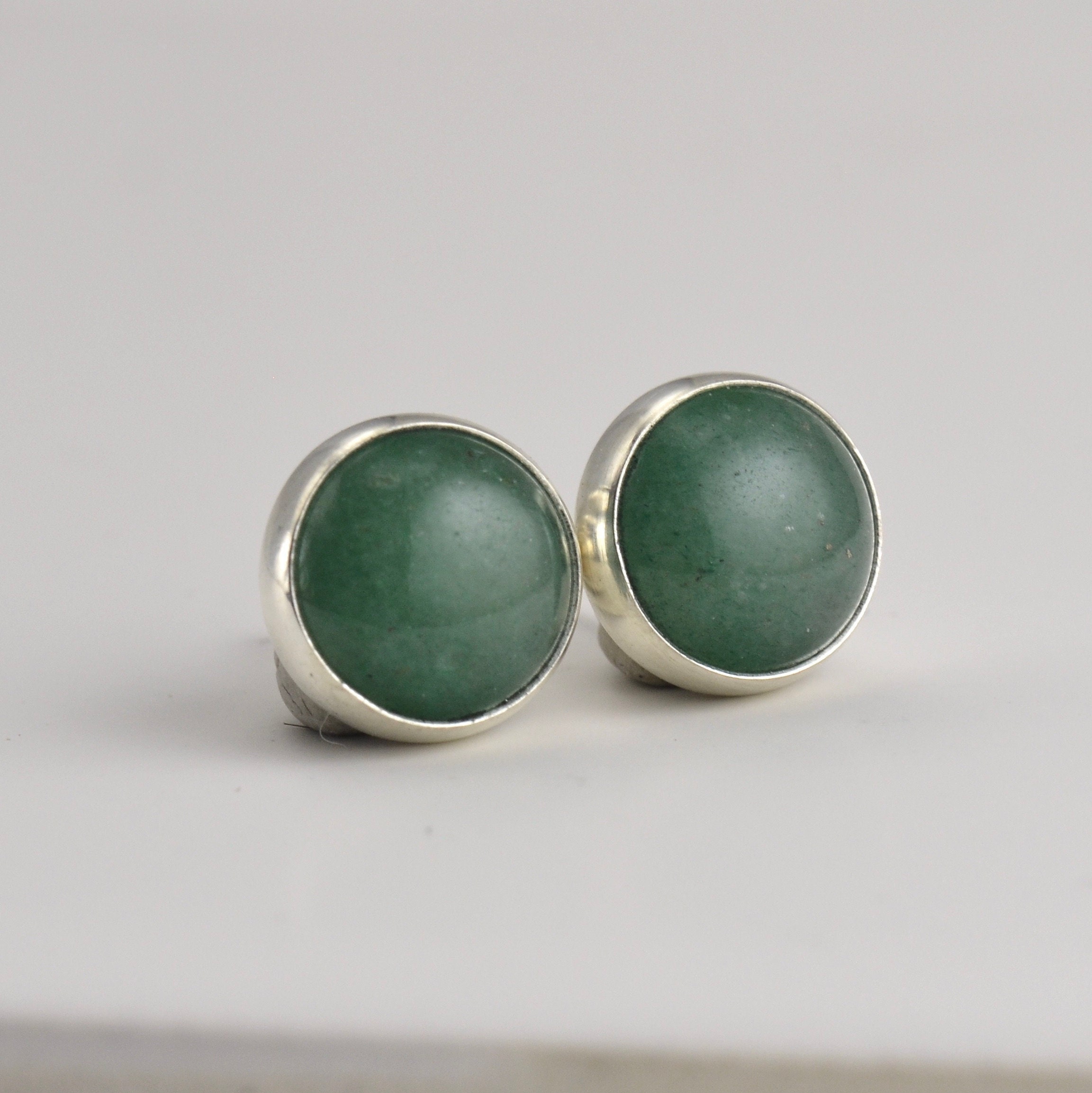 Aventurine 8mm Sterling Silver Stud Earrings