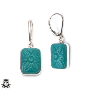 Carved Aventurine 925 Sterling Silver Dangle & Drop Leverback Earrings
