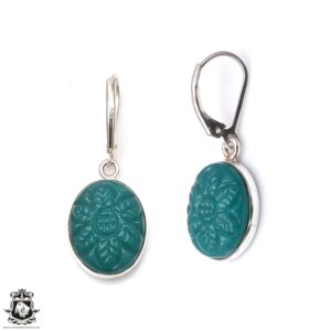 Carved Aventurine 925 Sterling Silver Dangle & Drop Leverback Earrings