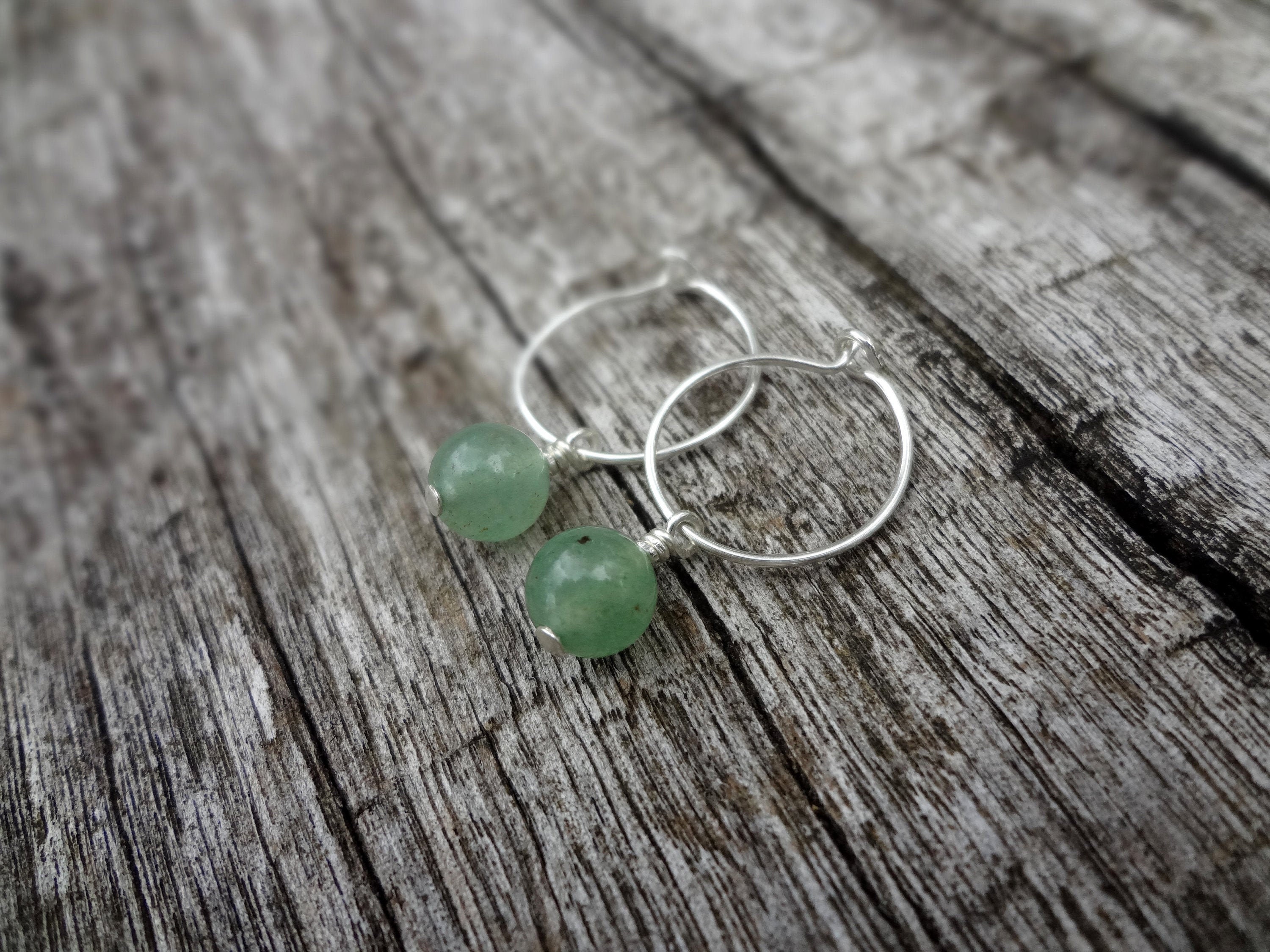 Aventurine Earring Charms. Dainty Green Aventurine And Sterling Silver Gemstone Hoop Earrings Handmade In Australia By Miss Leroy Aventurine Earring Charms. Dainty Green Aventurine And Sterling Silver Gemstone Hoop Earrings Handmade In Australia By Miss Leroy