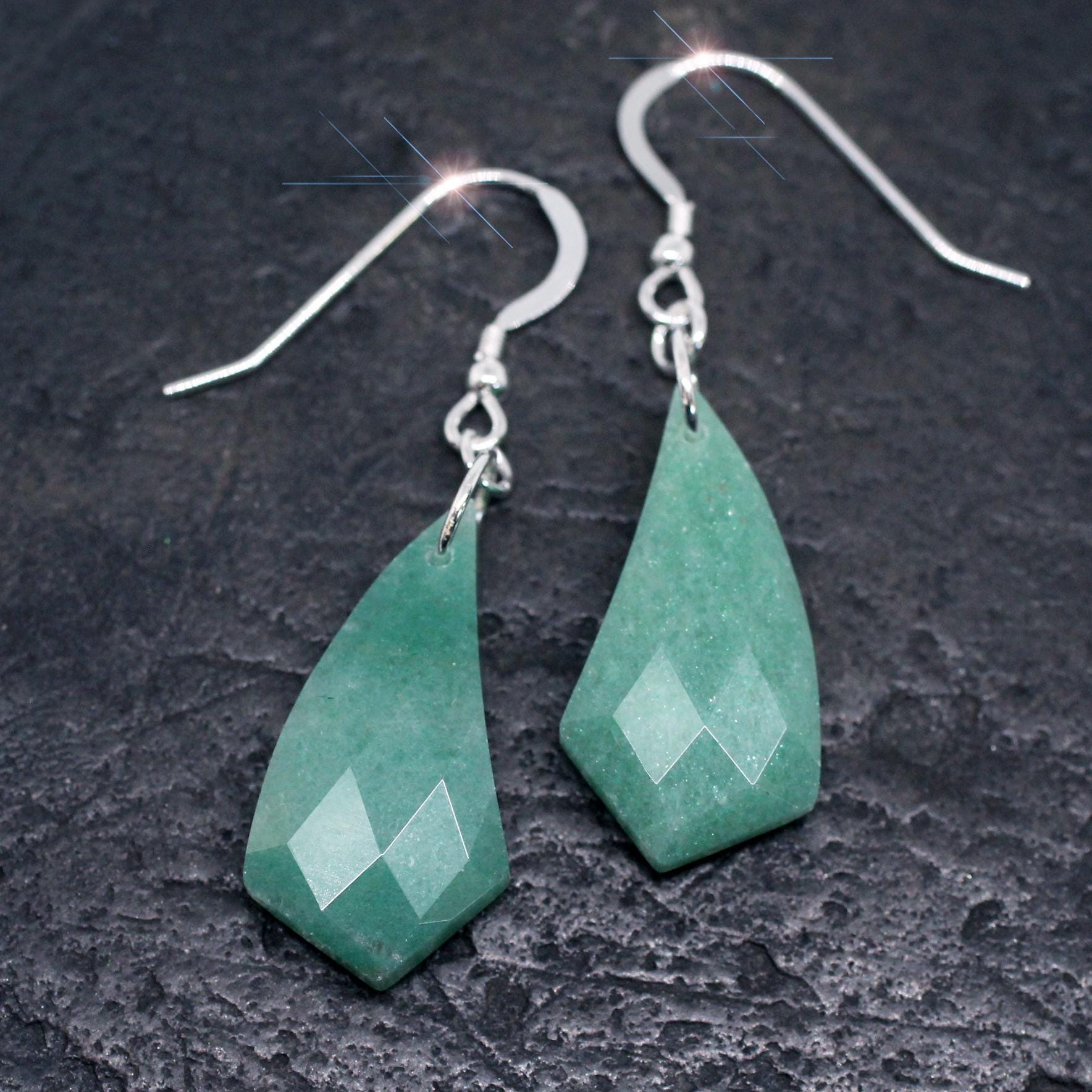 Fresh Mint - Faceted Aventurine And Sterling Silver Earrings Fresh Mint - Faceted Aventurine And Sterling Silver Earrings