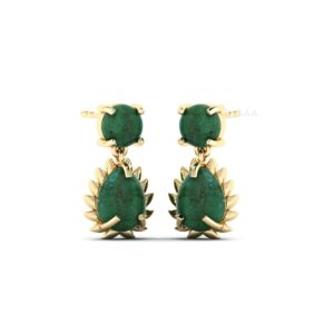 Gold Filled Green Aventurine Drop Earrings, Gemstone Petal Bezel Studs For Women, Delicate Dangle Earrings, Dainty Earrings