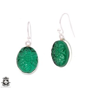 Green Aventurine 925 Sterling Silver Hook Dangle Earrings