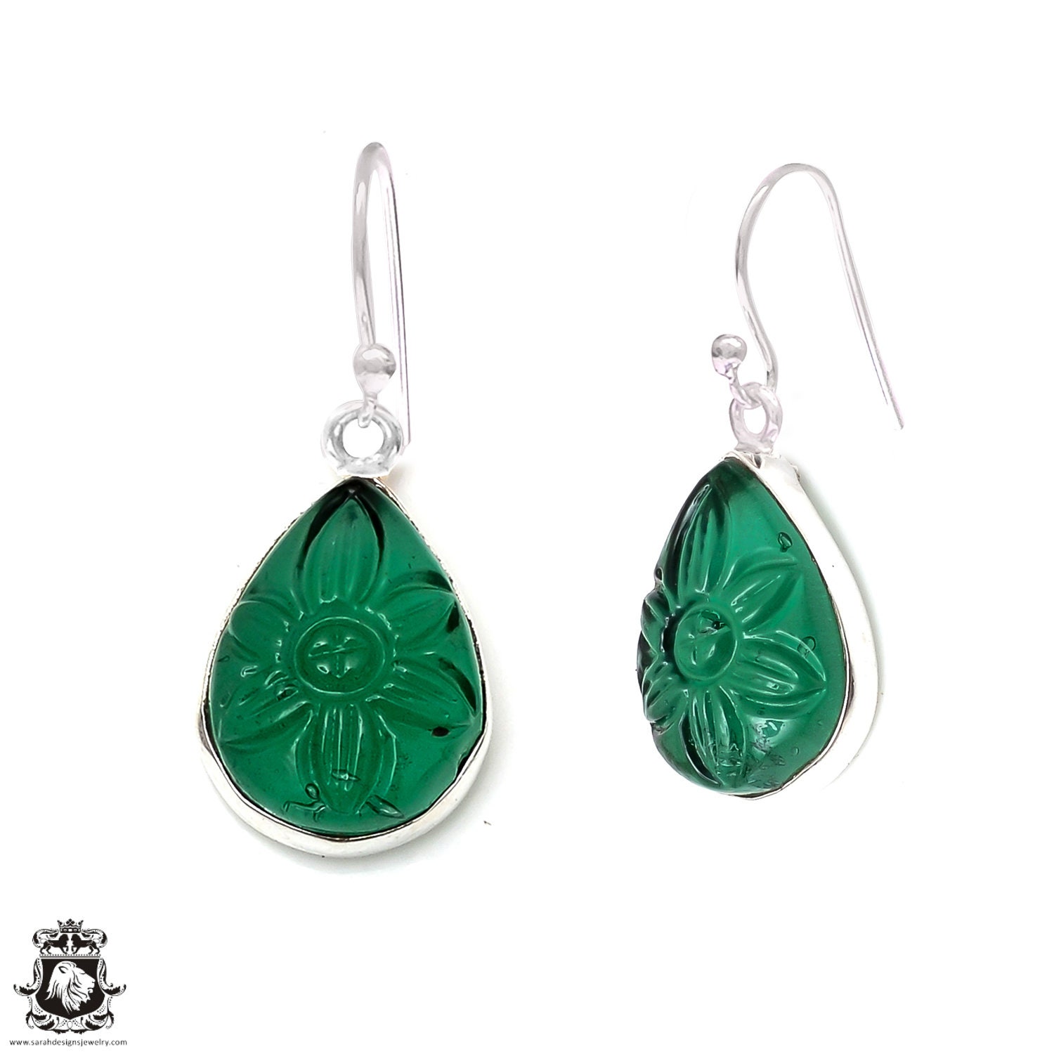 Green Aventurine 925 Sterling Silver Hook Dangle Earrings