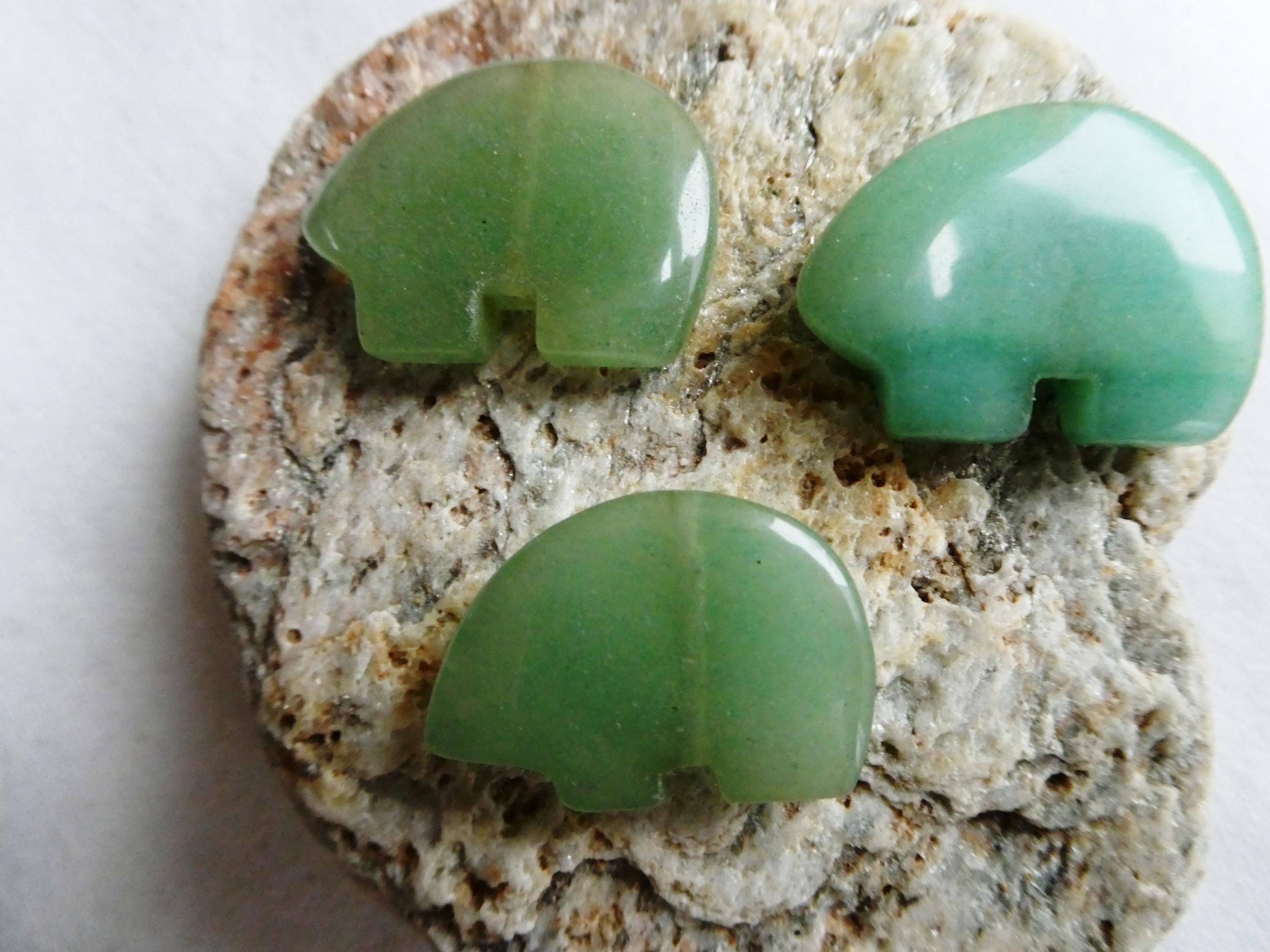 Green Aventurine Bear 25mm Beads- 2 Pcs Native Southwestern Gemstone-earrings Jewelry Making-accent Craft Beads