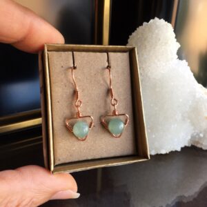 Green Aventurine Dangle Earrings, Gift Box