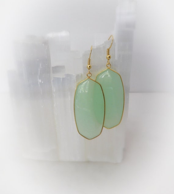 Aventurine Earrings, Green Aventurine Drop Earrings, Genuine Aventurine Earrings, Large Aventurine Earrings, Gemstone Appeal, Gsa