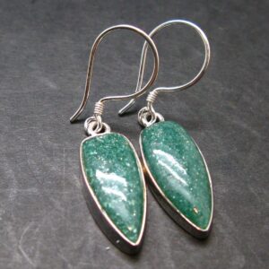 Green Aventurine Silver Earrings From India - 3.62 Grams