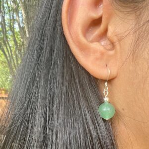 Green Aventurine Sterling Silver Dangle Earrings, Natural Stone Green Aventurine Sterling Silver Dangle Earrings, Natural Stone