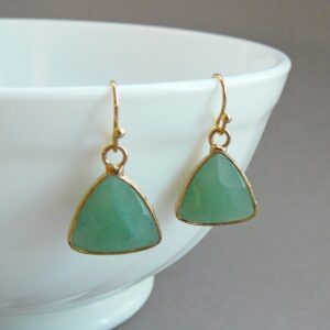 Aventurine Earrings, Green Stone Earrings, Natural Aventurine Stone Earings, Birthstone Earrings, Aventurine Jewelry, Green Gold Earrings