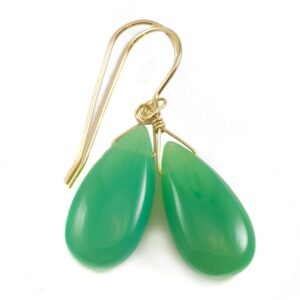 Green Aventurine Earrings Teardrop Pear Shaped Smooth 14k Solid Gold Or Filled Or Sterling Silver Great Unique Natural Daily Simple Drops
