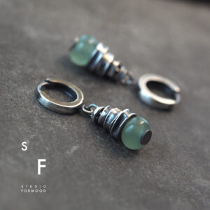 Oxidized Sterling Silver Green Aventurine Earrings, Rustic Boho Gemstone Jewelry