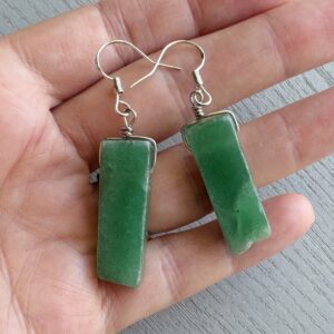 Raw Aventurine Crystal Earrings: Sterling Silver Green Gemstone Dangle