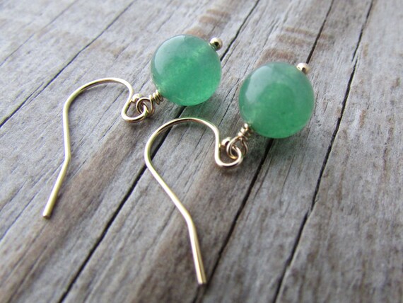 Aventurine Earrings: Simple Gold-filled Dangle Earrings Aventurine Earrings: Simple Gold-filled Dangle Earrings