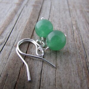 Aventurine Earrings: Simple Green Globes, Sterling Silver Hooks