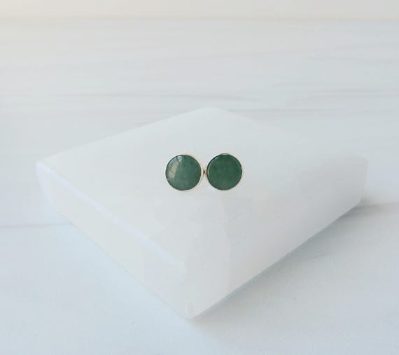 Aventurine Earrings, Sterling Silver Gemstone Stud Earrings, Round Gemstone Earrings, Green Aventurine Stud Earrings, Gemstone Appeal, Gsa