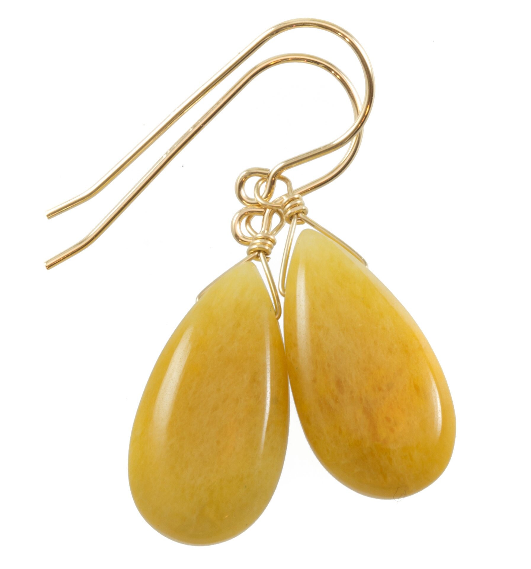 Yellow Aventurine Earrings Teardrop Pear Shaped Smooth 14k Solid Gold Or Filled Or Sterling Silver Great Unique Natural Earthy Daily Drops