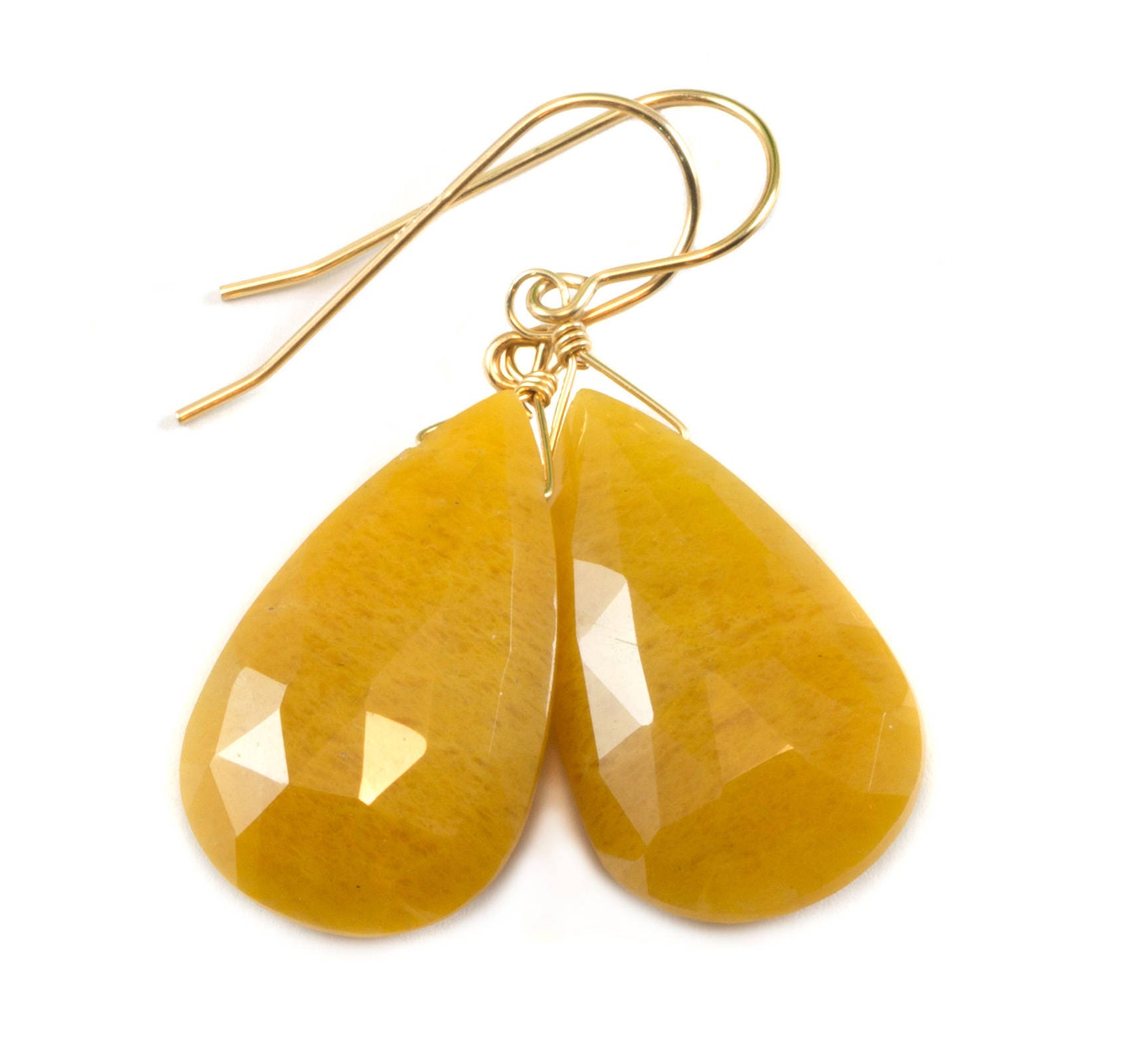 Yellow Aventurine Earrings Teardrop Pear Shaped Faceted 14k Solid Gold Or Filled Or Sterling Silver Great Unique Natural Earthy Color Yellow Aventurine Earrings Teardrop Pear Shaped Faceted 14k Solid Gold Or Filled Or Sterling Silver Great Unique Natural Earthy Color