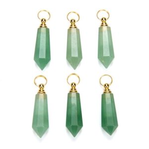 48X15MM Natural Green Aventurine Gemstone Perfume Bottle Pendant Faceted Point, Essential Oil Bottle Beads 1 Bead (80017247-P71) 48X15MM Natural Green Aventurine Gemstone Perfume Bottle Pendant Faceted Point, Essential Oil Bottle Beads 1 Bead (80017247-P71)