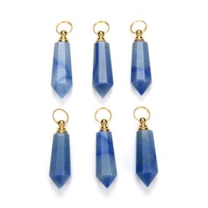 49X15MM Natural Blue Aventurine Gemstone Perfume Bottle Pendant Faceted Point, Essential Oil Bottle Beads 1 Bead (80017249-P71) 49X15MM Natural Blue Aventurine Gemstone Perfume Bottle Pendant Faceted Point, Essential Oil Bottle Beads 1 Bead (80017249-P71)