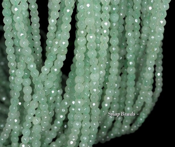 4mm Green Aventurine Gemstone Green Faceted Round 4mm Loose Beads 15.5 Inch Full Strand (90145549-245)
