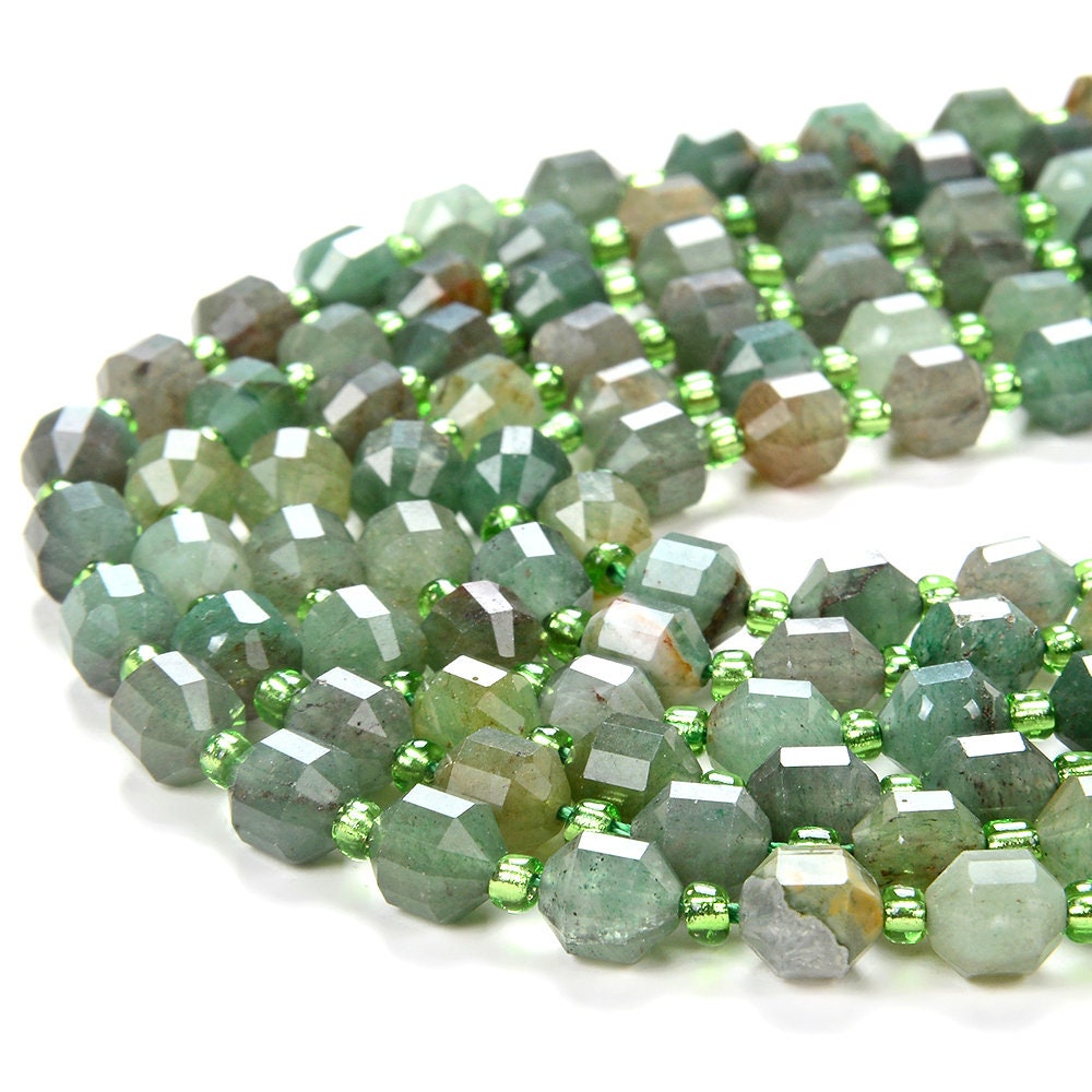 6mm Green Aventurine Gemstone Faceted Prism Double Point Cut Loose Beads (d112) 6mm Green Aventurine Gemstone Faceted Prism Double Point Cut Loose Beads (d112)