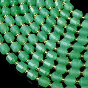 8MM Natural Green Aventurine Gemstone Grade AAA Faceted Prism Double Point Cut Loose Beads BULK LOT 1,2,6,12 and 50 (D37) 8MM Natural Green Aventurine Gemstone Grade AAA Faceted Prism Double Point Cut Loose Beads BULK LOT 1,2,6,12 and 50 (D37)