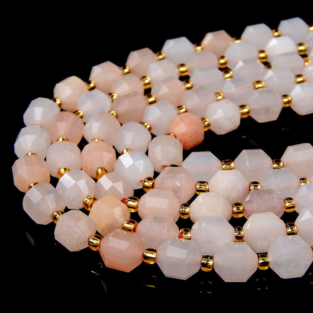 8mm Natural Pink Aventurine Gemstone Grade Aaa Faceted Prism Double Point Cut Loose Beads (d28)