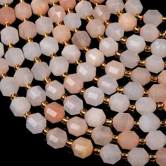 8mm Natural Pink Aventurine Gemstone Grade Aaa Faceted Prism Double Point Cut Loose Beads Bulk Lot 1,2,6,12 And 50 (d28)
