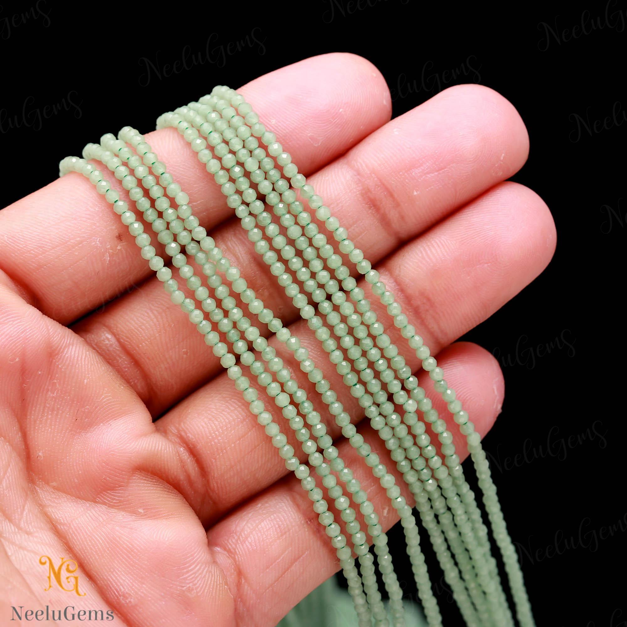 Aaa+ Natural Green Aventurine Microcut Faceted Beads, 2.1-2.2 Mm Aventrurine Tiny Rondelle Beads, 13"gemstone Beads For Handmade Jewelry