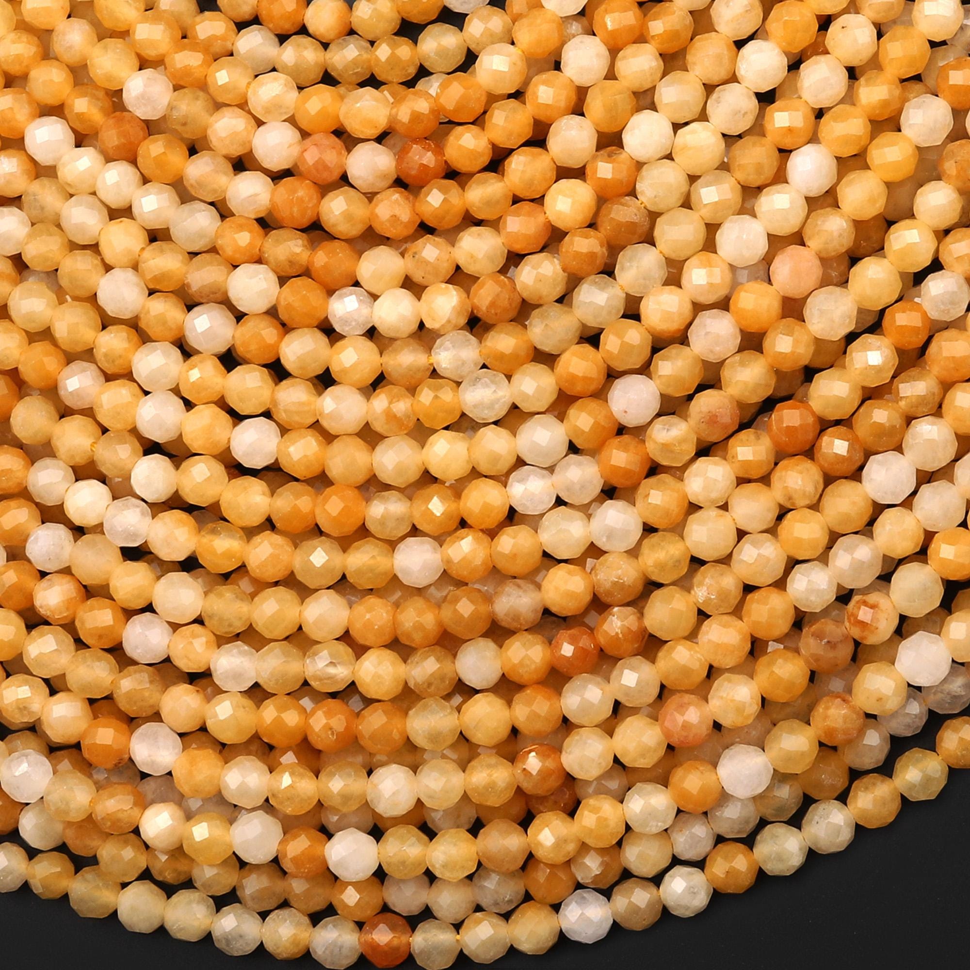 Aaa Faceted Natural Yellow Aventurine 4mm Round Beads 15" Strand