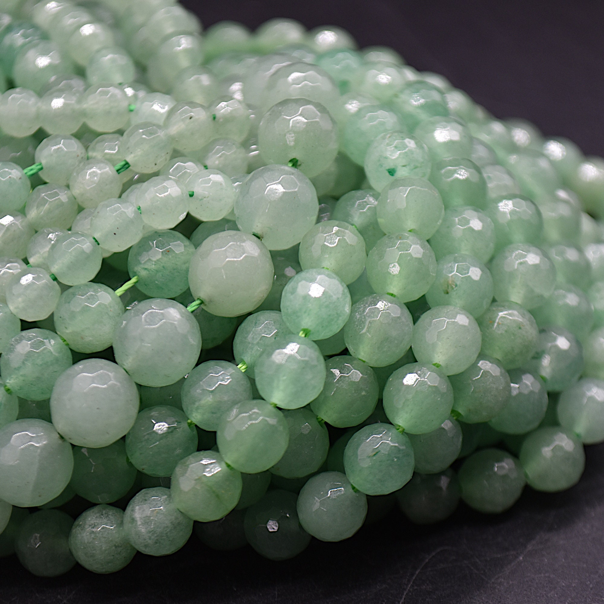 Green Aventurine Faceted Round Beads - 6mm, 8mm, 10mm - 14" Strand - Natural Gemstone Beads For Jewellery Making | Crystal Beads