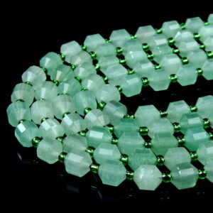 Natural Green Aventurine Gemstone Grade Aaa Faceted Prism Double Point Cut 8mm 10mm Loose Beads (d31) Natural Green Aventurine Gemstone Grade Aaa Faceted Prism Double Point Cut 8mm 10mm Loose Beads (d31)