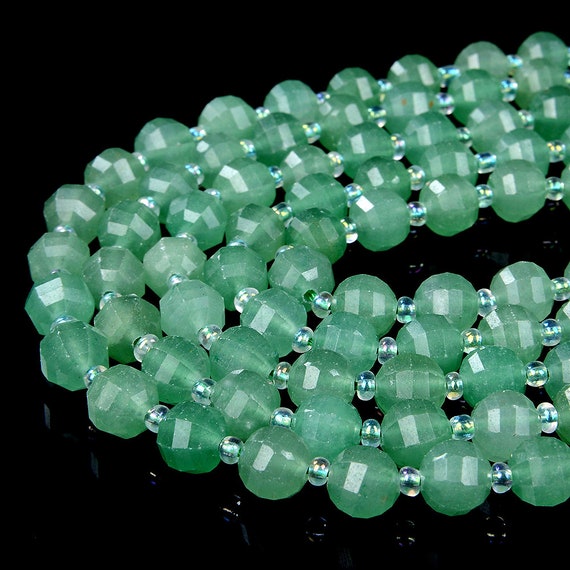 Natural Green Aventurine Gemstone Grade Aaa Faceted Lantern 8mm 10mm Loose Beads Bulk Lot 1,2,6,12 And 50 (d40)