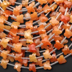 Faceted Natural Orange Aventurine Butterfly Beads 10mm Carved Gemstone 15.5" Strand Faceted Natural Orange Aventurine Butterfly Beads 10mm Carved Gemstone 15.5" Strand